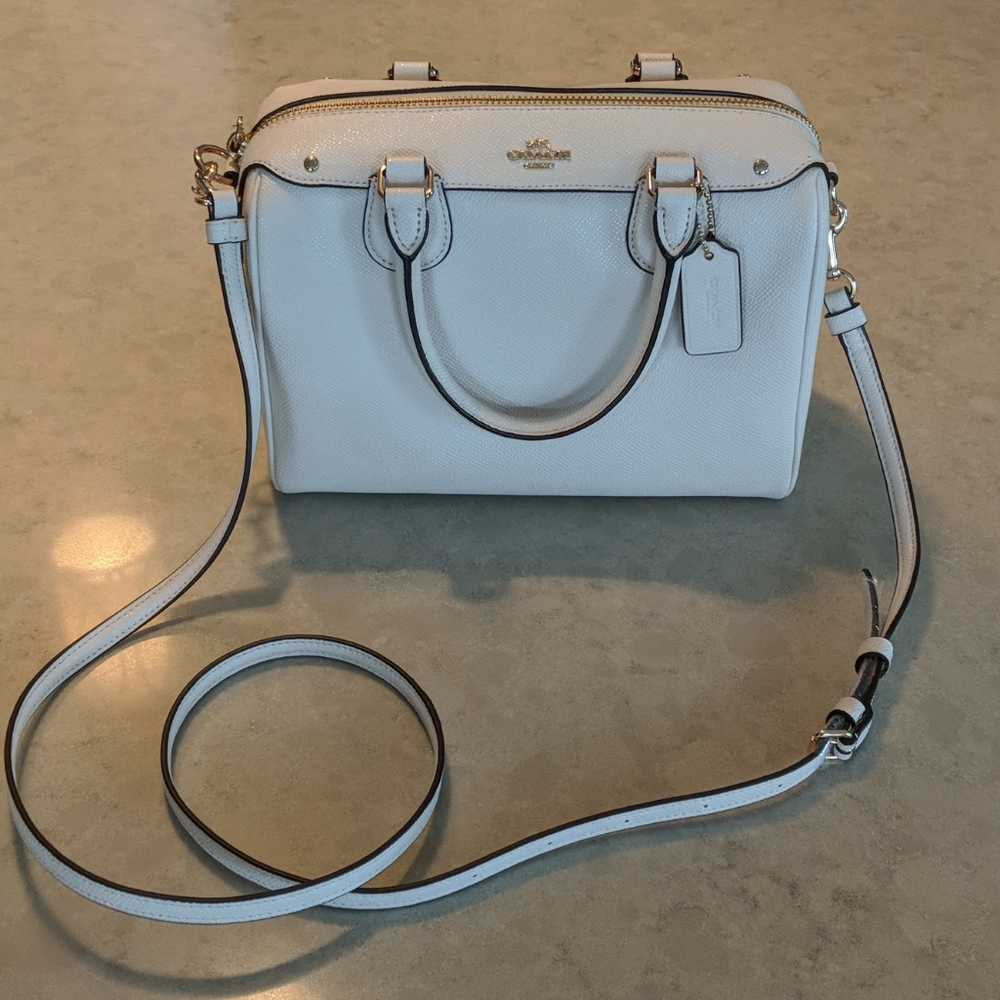 Coach white leather purse